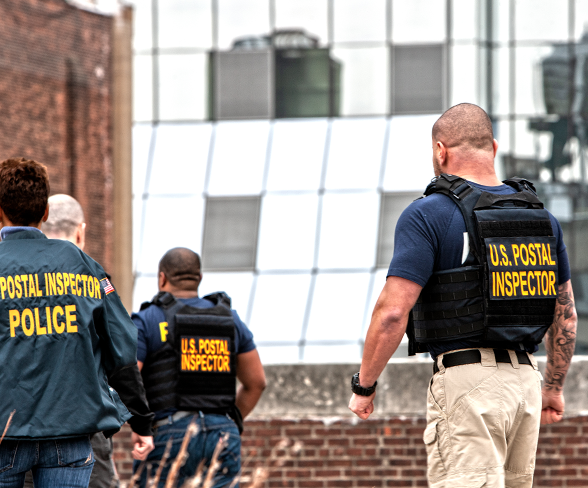 US Postal Inspector wearing a bulletproof vest